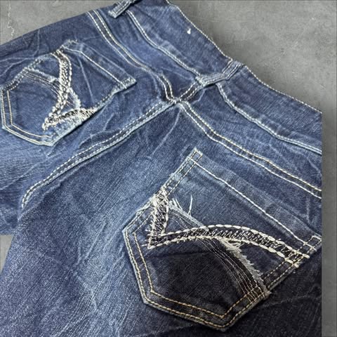Vintage back Print Jeans-(S)